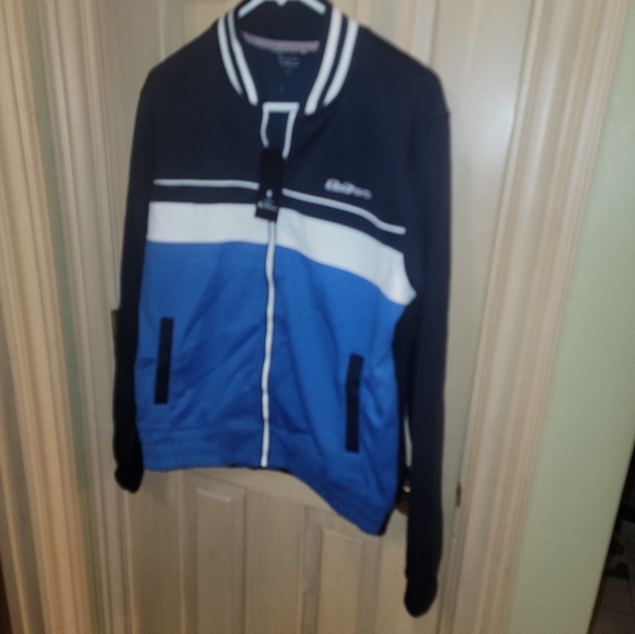 NWT Mens Sz M Ben Sherman Zip Up Jacket Blue White